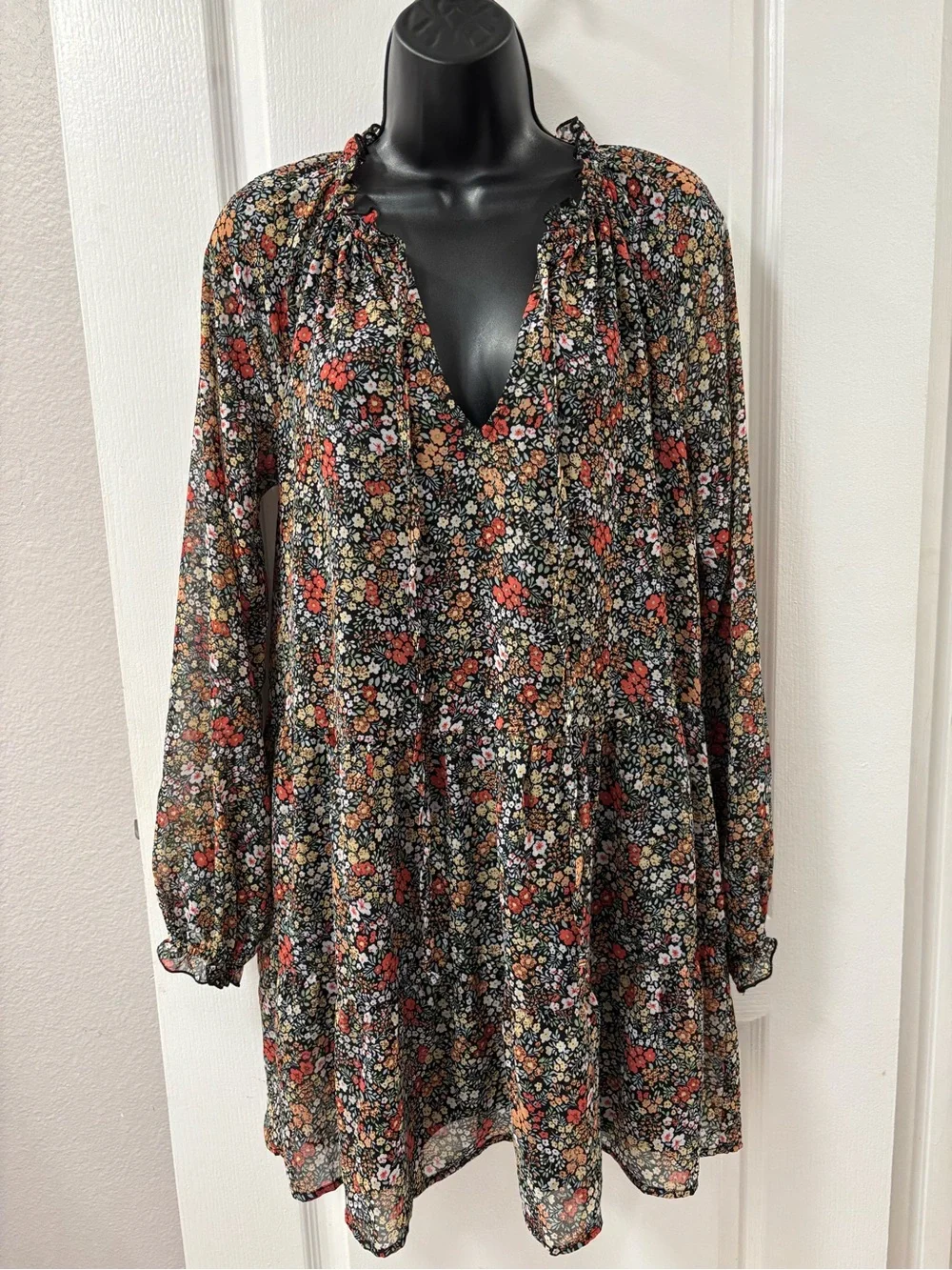 Show Me Your MuMu Ditsy Floral Birdie Boho Flowy Bridal Shower Mini Dress XS - Picture 3 of 13